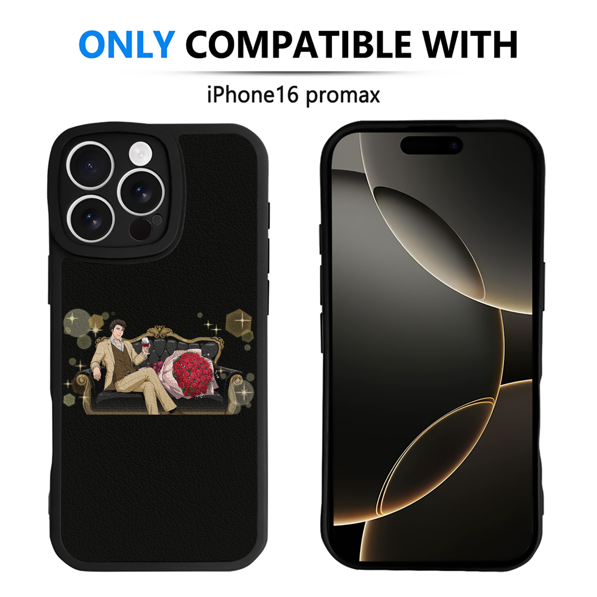 （画像用） ブリーチ 藍染 惣右介（あいぜん そうすけ） BLEACH Aizen Sousuke 【iPhone 16シリーズ対応】シリコンスマホケース（レザー調） 材質：シリコン